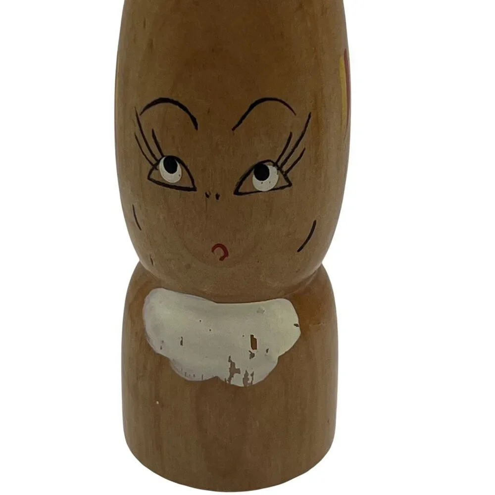 Vintage Retro 60s Kitchen Tall Wooden Novelty Salt Pepper Shakers Set 5.5